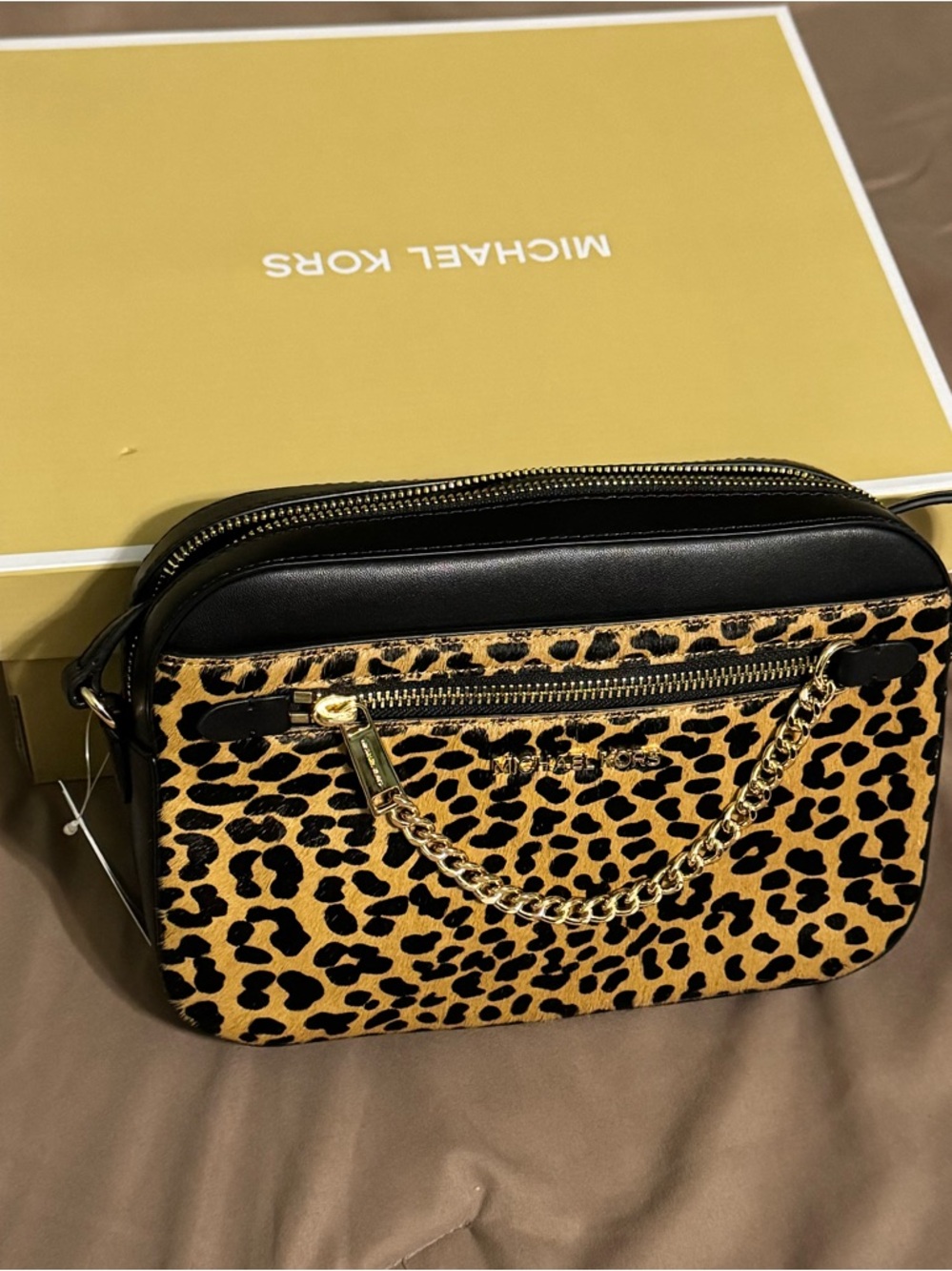 *Sale* Michael Kors Leopard Print Calf Hair Crossbody
